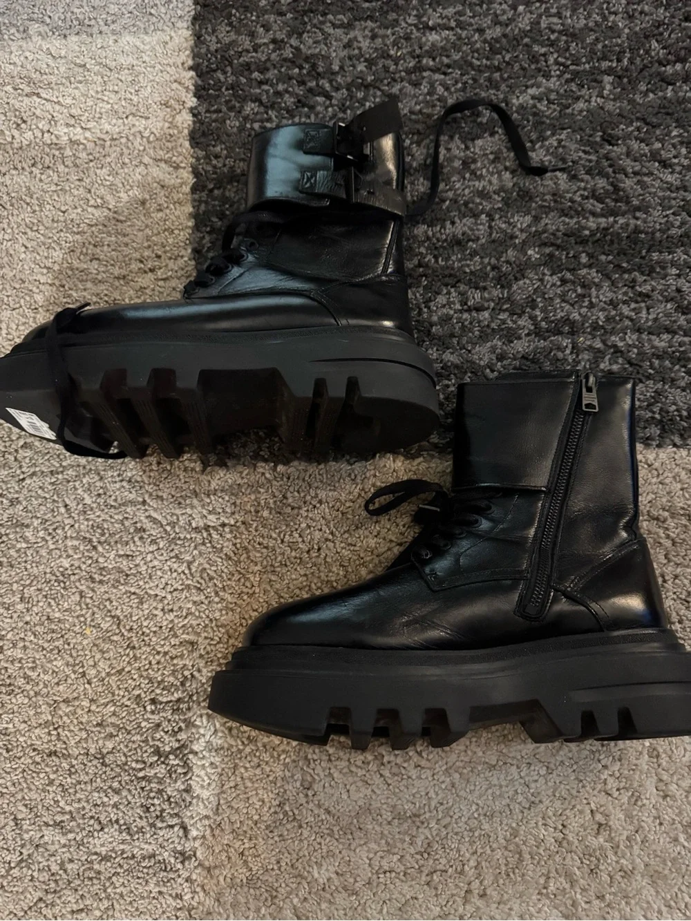 All Saints Men’s Black Leather Combat Boot